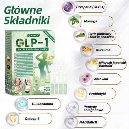 🍐🍐DOOEKA® GLP-1 8 w 1 Fit & Vital roztwór doustny – Raz dziennie, widoczne zmiany w ciągu 7 dni / W przypadku otyłości, zdrowia serca i układu krążenia, cukrzycy, bezdechu sennego, zdrowia jelit, problemów ze stawami i wielu innych