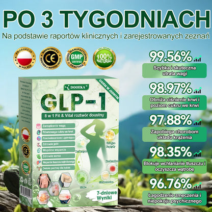 🍐🍐DOOEKA® GLP-1 8 w 1 Fit & Vital roztwór doustny – Raz dziennie, widoczne zmiany w ciągu 7 dni / W przypadku otyłości, zdrowia serca i układu krążenia, cukrzycy, bezdechu sennego, zdrowia jelit, problemów ze stawami i wielu innych